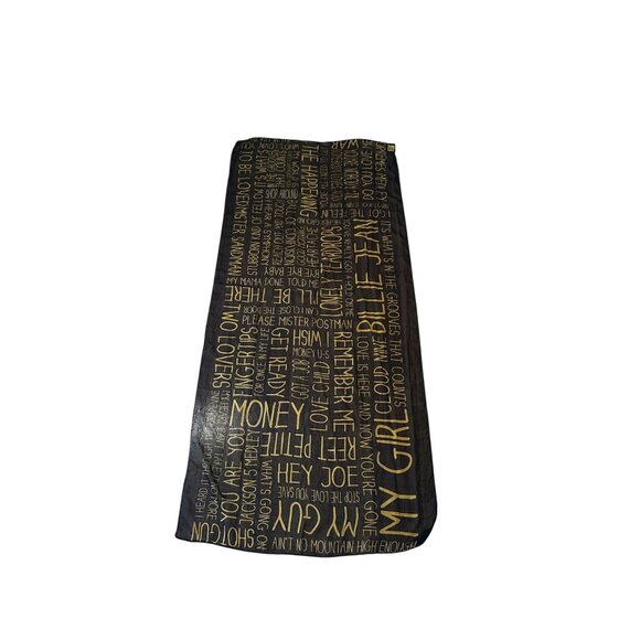 Motown Records Black & Gold Lyric Print Sheer Scarf Wrap "My Girl Billie Jean" - Picture 8 of 8